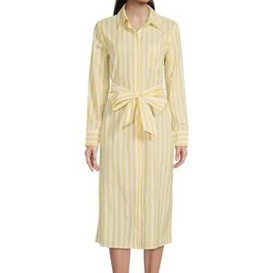 Alex Marie Yellow and White Striped Long Sleeve Dress